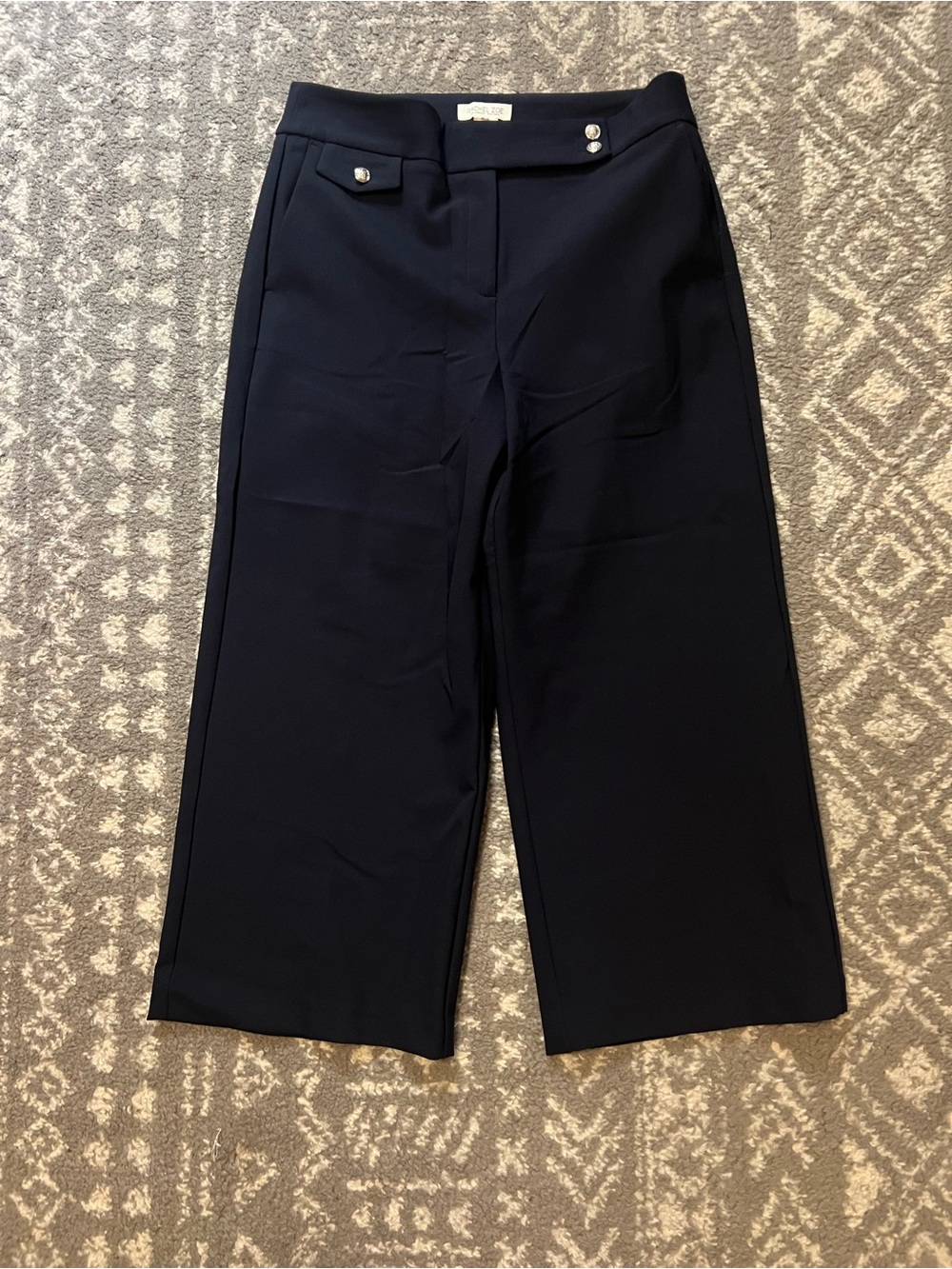 Rachel Zoe Navy Wide-Leg Cropped Dress Pants size 10 (Y100)